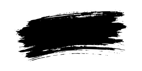 Textured grunge black brush stroke isolated on white background