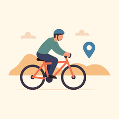 Cycling Man Outdoor Adventure Flat Vector Illustration