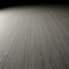 Elegant Gray Wood Flooring with Subtle Grain and Soft Lighting.