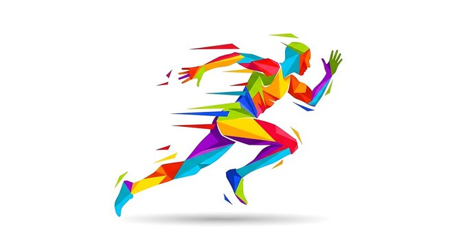 Colorful runner design, athlete illustration, running man vector, speed graphic, jogger art