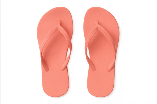 Peach coral rubber flip flops transparent background