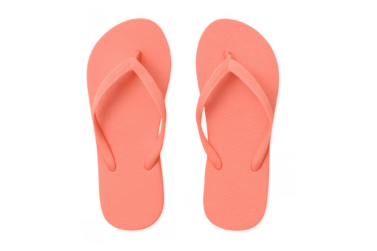 Coral flip-flops summer footwear pair on transparent background