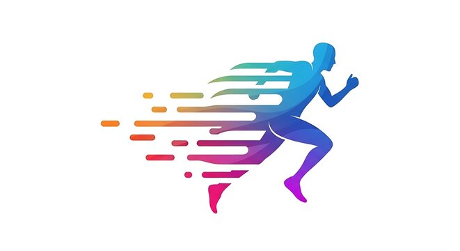 Running man vector illustration, colorful runner silhouette for marathon, sprint and fitness design