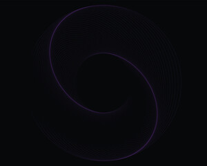 Elegant abstract geometric spiral design on black background, minimal modern circular line art