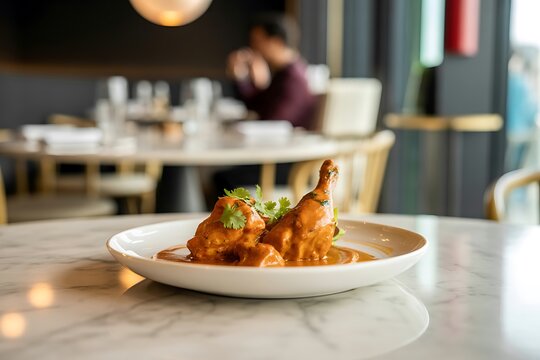 Authentic Indian chicken curry garnished with herbs served in a bowl representing rich flavors spices and traditional homemade cooking