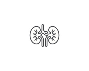 Illustration of a pair of kidneys with ureters in a simple line drawing style on a white background