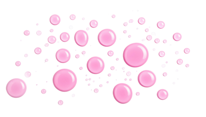 Pink, spherical orbs on a black background, suggesting movement and an abstract design