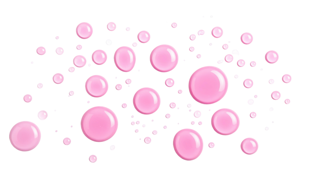 Pink, spherical orbs on a black background, suggesting movement and an abstract design