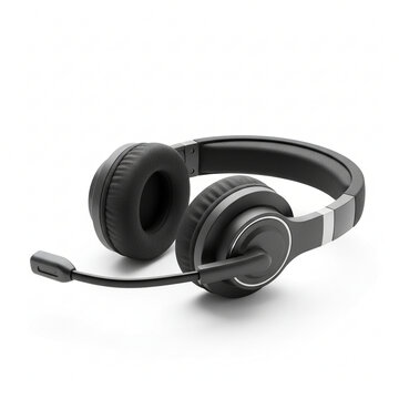 Professional black headset for clear communication in virtual meetings, online learning, and customer support, providing comfort and crisp audio for focused work