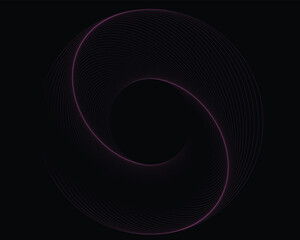 Elegant abstract geometric spiral design on black background, minimal modern circular line art
