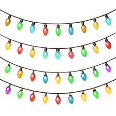 set of rainbow bulb isolated on a transparent background