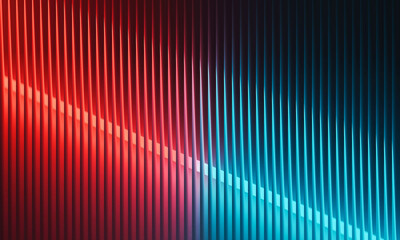 Dynamic red and blue gradient geometric line pattern background