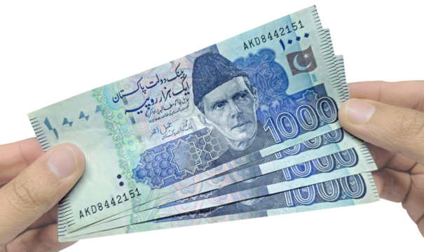 Pakistani 1000 Rupees money on hands Currency Rupees Notes