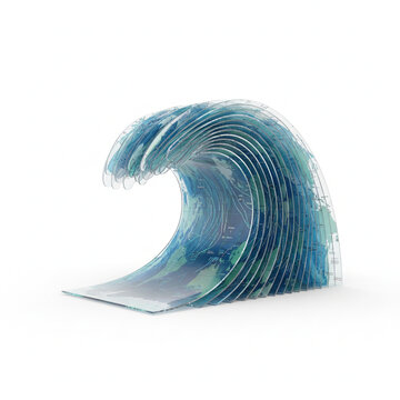 Stunning earth map layers forming powerful ocean wave, reflecting global impact of climate change and rising sea levels for environmental projects and awareness campaigns