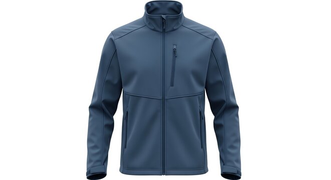 Blue softshell jacket with transparent background