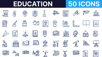 Education and science icons set vector illustration for school university and online courses design  vector pictograms, vector icons set, vector icon, vector illustration