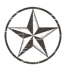 Distressed nautical star emblem in circular frame
