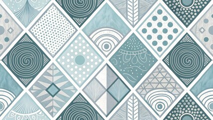 Bohemian diamond pattern with teal and gray geometric shapes