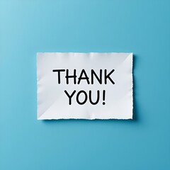 White paper speech bubble with teal Thank You message on blue background
