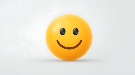 Fototapeta premium Three dimensional round happy face icon centered against a light background