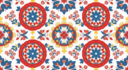 Floral Pattern Red and Blue