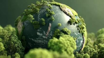 Earth covered in lush greenery showcases the beauty of nature and the importance of environmental conservation efforts - Powered by Adobe