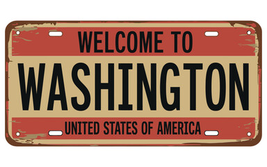 Vintage welcome to washington state license plate sign