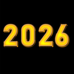 2026 Yellow 3D Text Effect with Bold Modern Style &ndash; Editable Vector Template