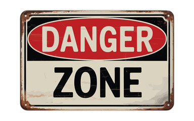 Vintage danger zone metal sign warning safety alert