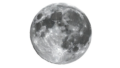 Illuminated celestial body, a cratered sphere against a void. Displays detailed surface texture