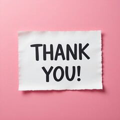White paper speech bubble with teal Thank You message on pink background
