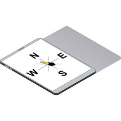 Isometric Vector Compass With Cardinal Directions North East South West And Shadow On White Background