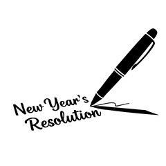 New Year's resolution concept with pen writing on white, setting goals and intentions