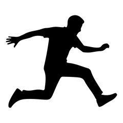 Energetic silhouette of a person running, leaping with determination and freedom