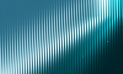 Abstract teal blue striped background with glowing vertical lines