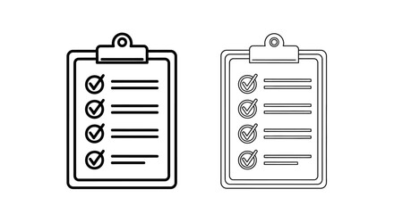 Two clipboard icons with checklist items and checkmarks depicted clearly