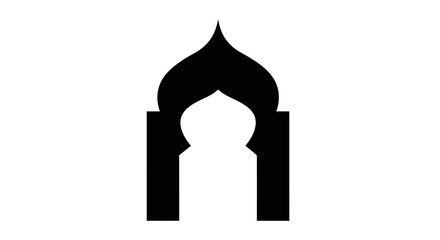 A simple black silhouette of an ornate arabic archway design
