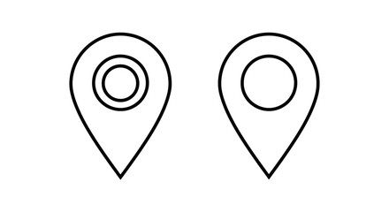 Two simple black and white location pin icons displayed closely together