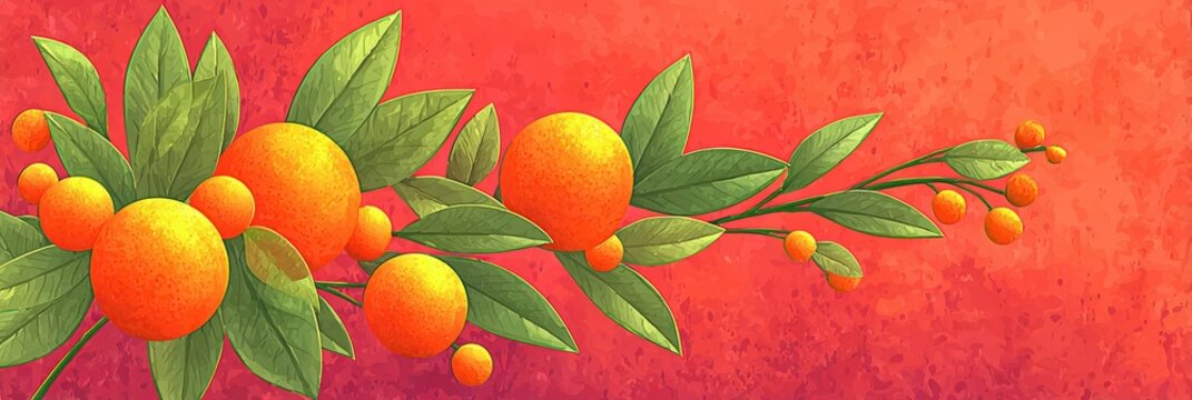 fruit postcard design, high-res postcard template showcases fresh oranges and tangerines on a soft red background, leaving room for a congratulatory message elegant design