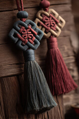 Handmade Chinese knot ornaments with decorative tassels hanging