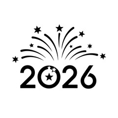 Celebrate 2026 with exciting fireworks and stars, perfect for new year celebrations!