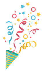 Colorful party streamers, festive curling ribbons for celebration or party