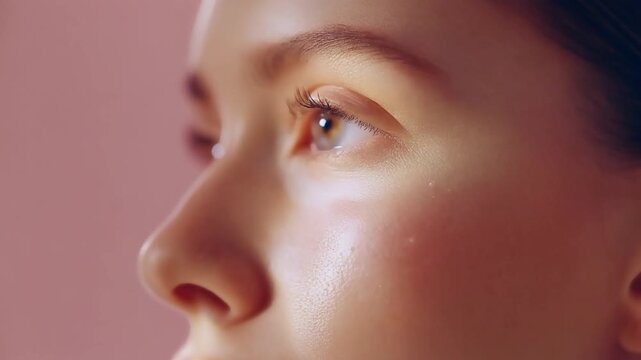Glowing skin and natural beauty in a serene spa-like video, perfect for wellness