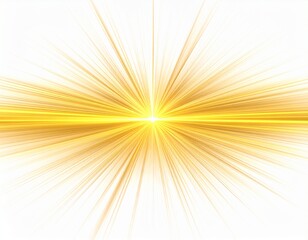 Obraz premium Explosion of golden light rays originating from a central bright point on white background