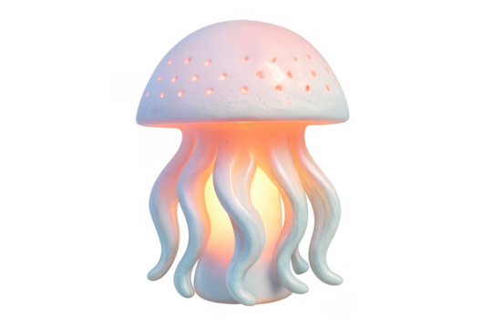 Jellyfish night light glowing with soft warm illumination