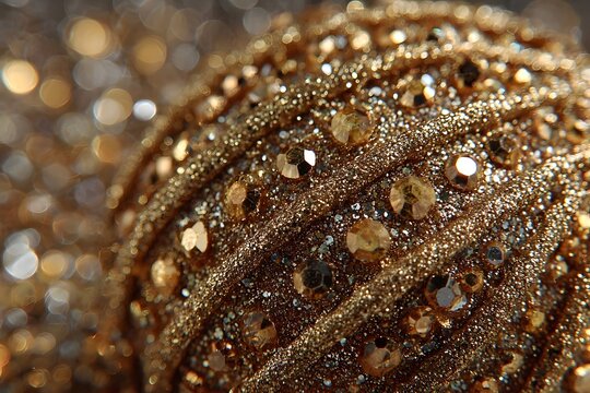 Glittering Shimmering Golden Ornament: Festive Decoration with Sparkling Bauble and Elegant Design for Holiday Cheer