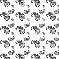 Paisley seamless pattern. Black and White Floral background. 