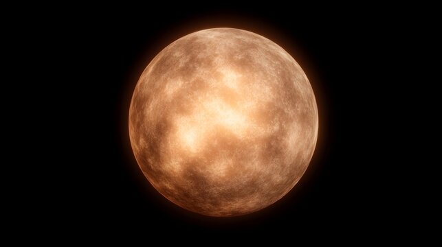 A glowing textured orange orb floats in the dark expanse of space resembling a distant planet