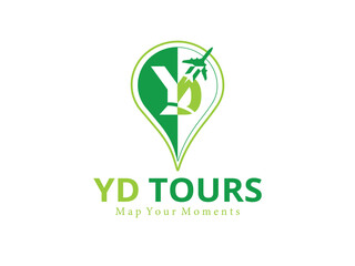 Vector design template of location map logo combination with YD . Location, air. Icon symbol .