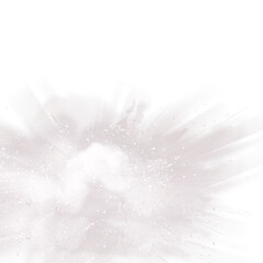 Soft white powder explosion isolated on transparent background for design usage